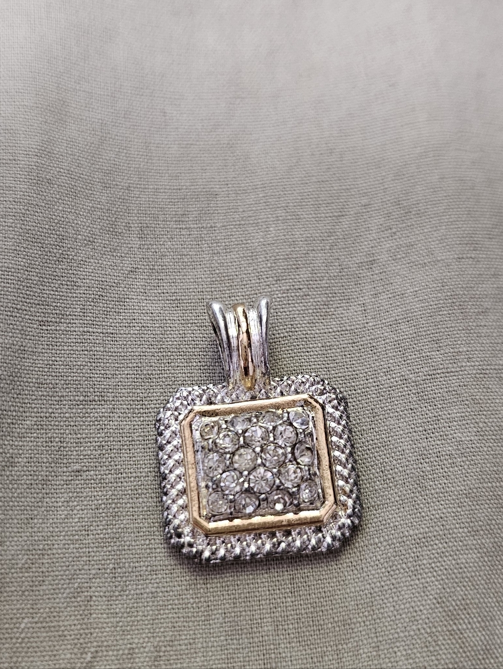 Avon Vintage Square CZ Charm - Gold-tone And Silver-tone